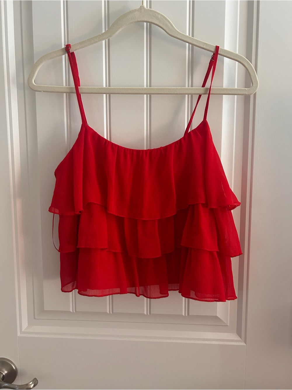 Red Ruffle Tiered Cami Tank Top - Women